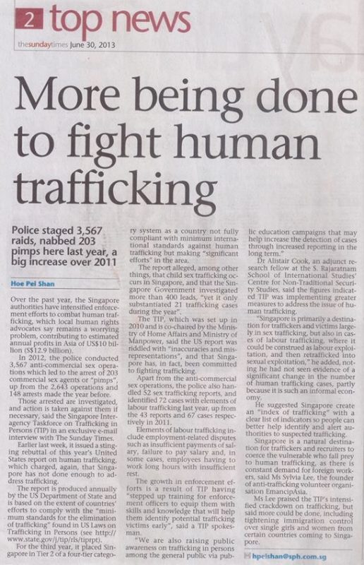 Response To “more Being Done To Fight Human Trafficking” The Sunday Times 30 June 2013
