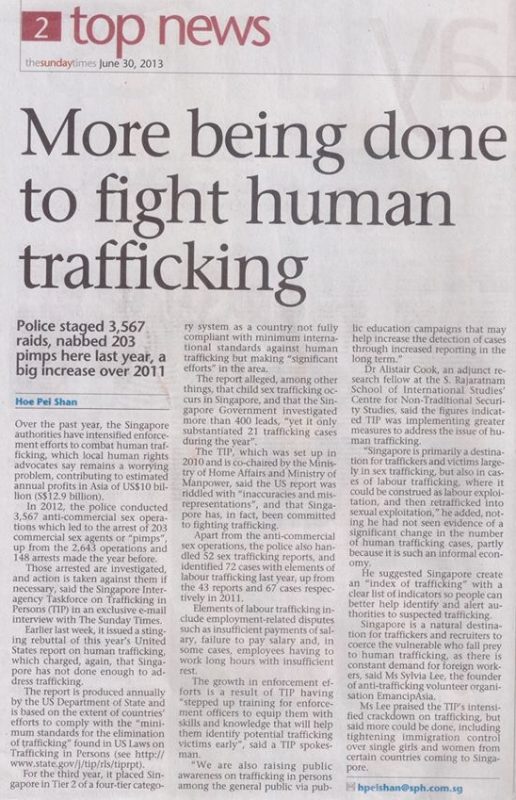 Response To “more Being Done To Fight Human Trafficking” The Sunday Times 30 June 2013 